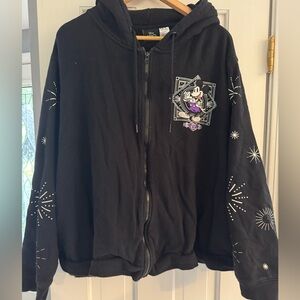Disney 100 Mickey Mouse & Friends Embroidered Black Zip Hoodie Sweatshirt 3XL